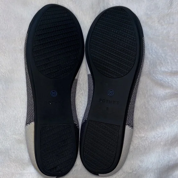 Rothy's Women's The Flat Round Cap Toe Shoe In A Black And Cream Pattern size 9 - Picture 6 of 12